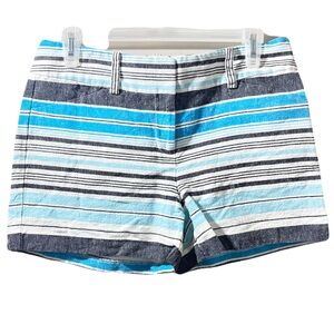 Ann Taylor Petite Striped Blue and White linen blend Shorts Size 6P